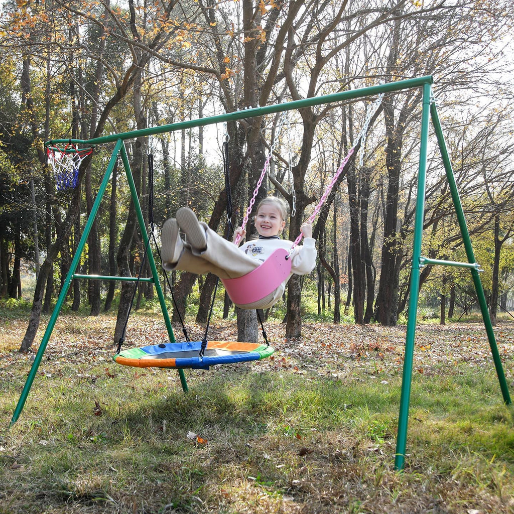 Pink Swing Seat - Heavy Duty Chain Plastic Coated - Playground Swing Set Accessories Replacement Gift Box Set
