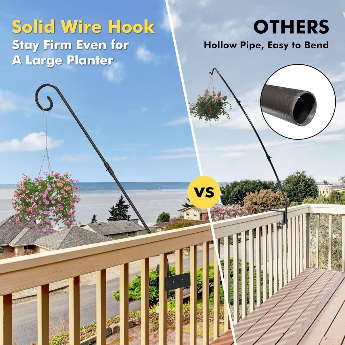 Fence Deck Hook Rail Heavy Duty Hummingbird Feeder Hanger 28 Inch Railing Hanging Hook for Bird Feeder, Suet Baskets