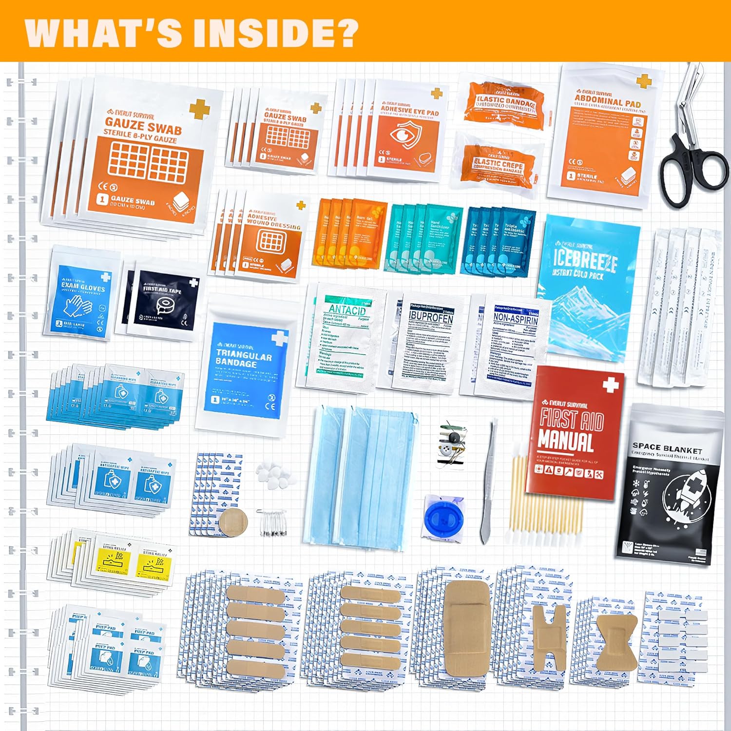 400 Pcs OSHA Compliant First Aid Kit, Wall-Mountable Essential Emergency Kit for Home, Business, School, Warehouse