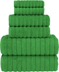 100% Turkish Cotton Corduroy Ribbed Luxury Bath Towels 6-Piece Set, Premium Feel - Quick Dry, Highly Absorbent