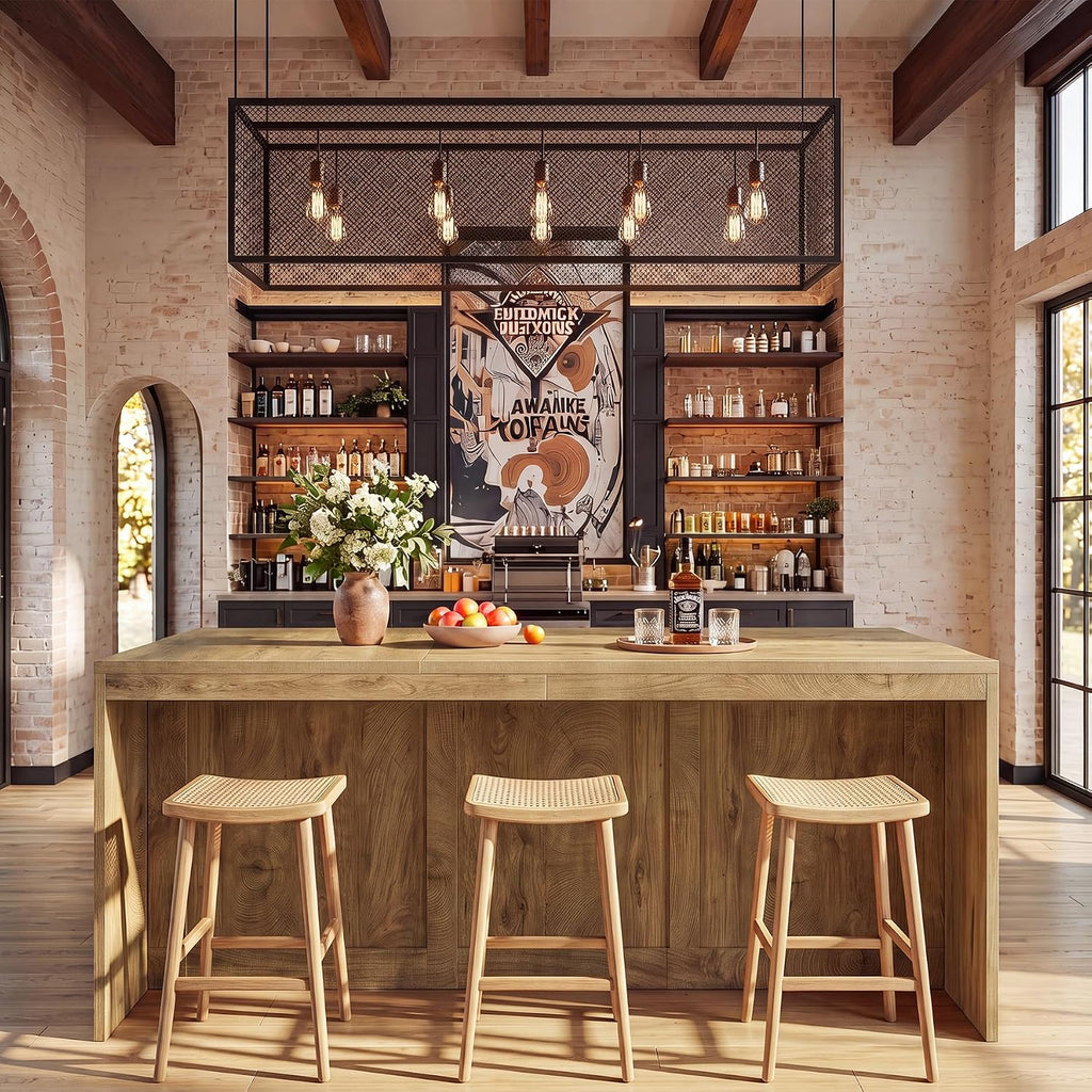 71 Inch Bar Table with Double Door Storage Cabinet