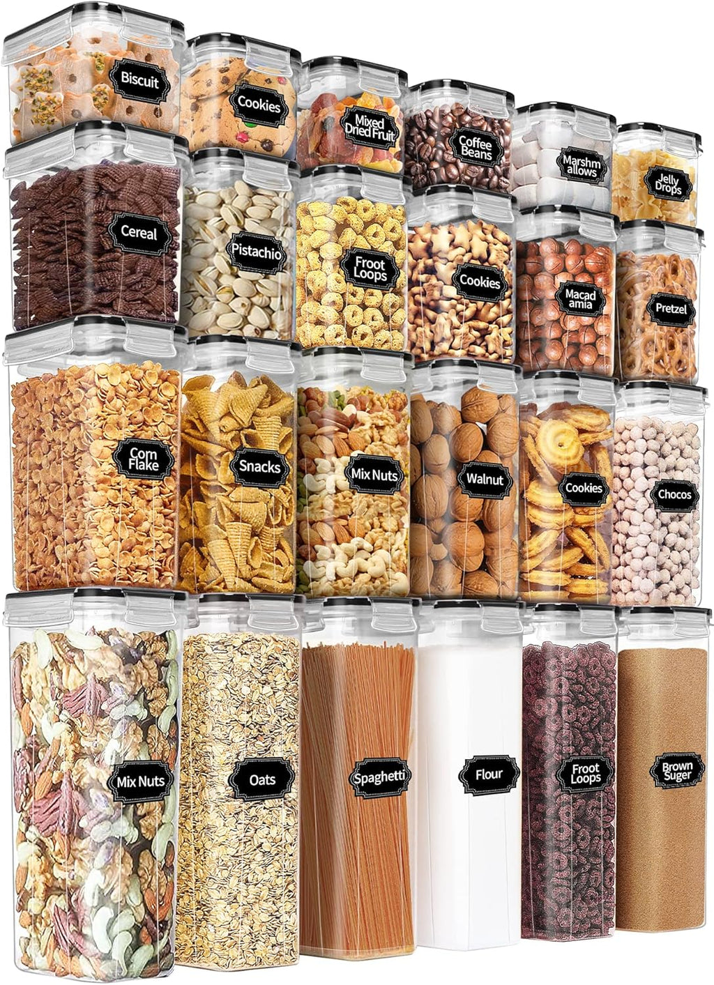 Airtight Food Storage Containers Set with Lids - 24 PCS, BPA Free Kitchen and Pantry Organization, Plastic Leak-proof