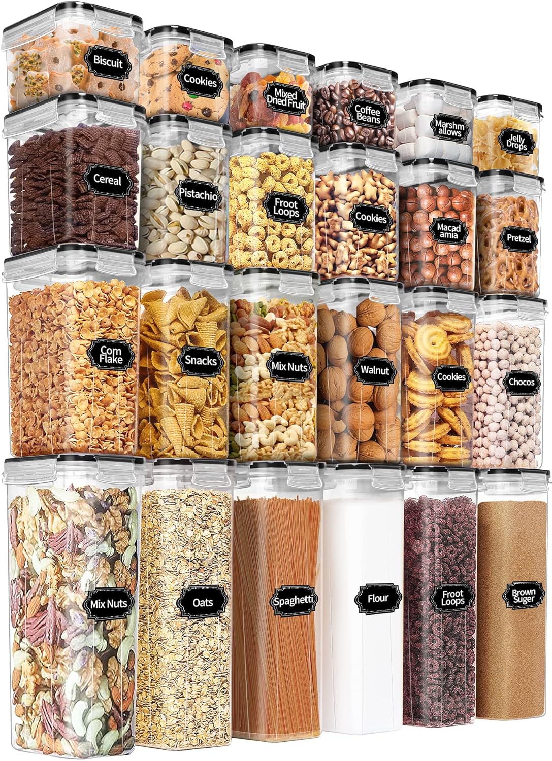 Airtight Food Storage Containers Set with Lids - 24 PCS, BPA Free Kitchen and Pantry Organization, Plastic Leak-proof