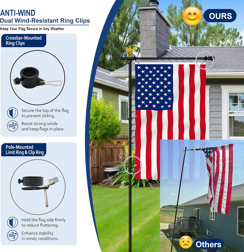 10FT Adjustable Garden Flag Pole Stand with Eagle Top | For 3x5 Feet & 28x40 Inch Flags, Heavy Duty Free standing