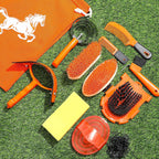 12 Pieces Horse Grooming Kit Equine Care Brushes, Orange