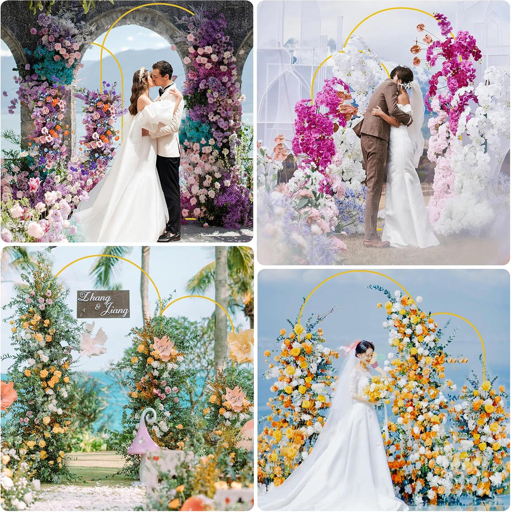 Wedding Arch Backdrop Stand 7.2FT,6FT Gold Metal Arch Stand Set