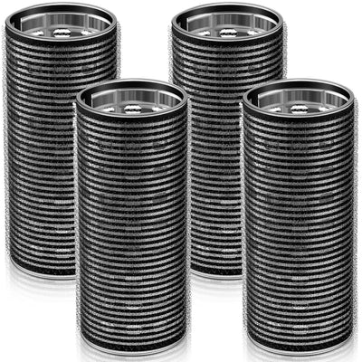 4 Pcs Aluminum Thermal Hair Rollers for Women, 4.7 X 2 Inch,Black | Wide Self-Grip Curlers Rollers for Curtain Bangs