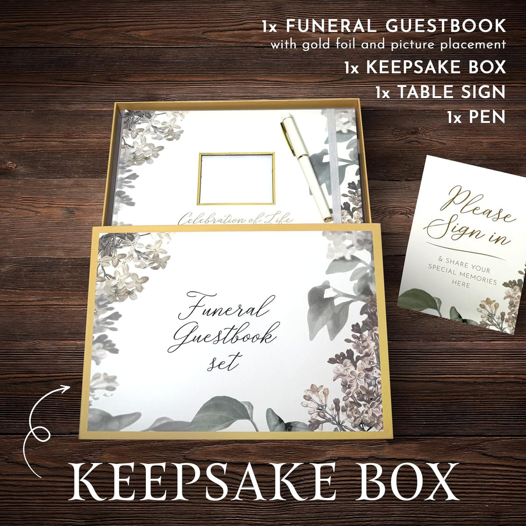 Elegant White Funeral Guest Book , 10 x 8 Inches 120 Pages Guest Book for Funeral , 360 Entries Guest book for