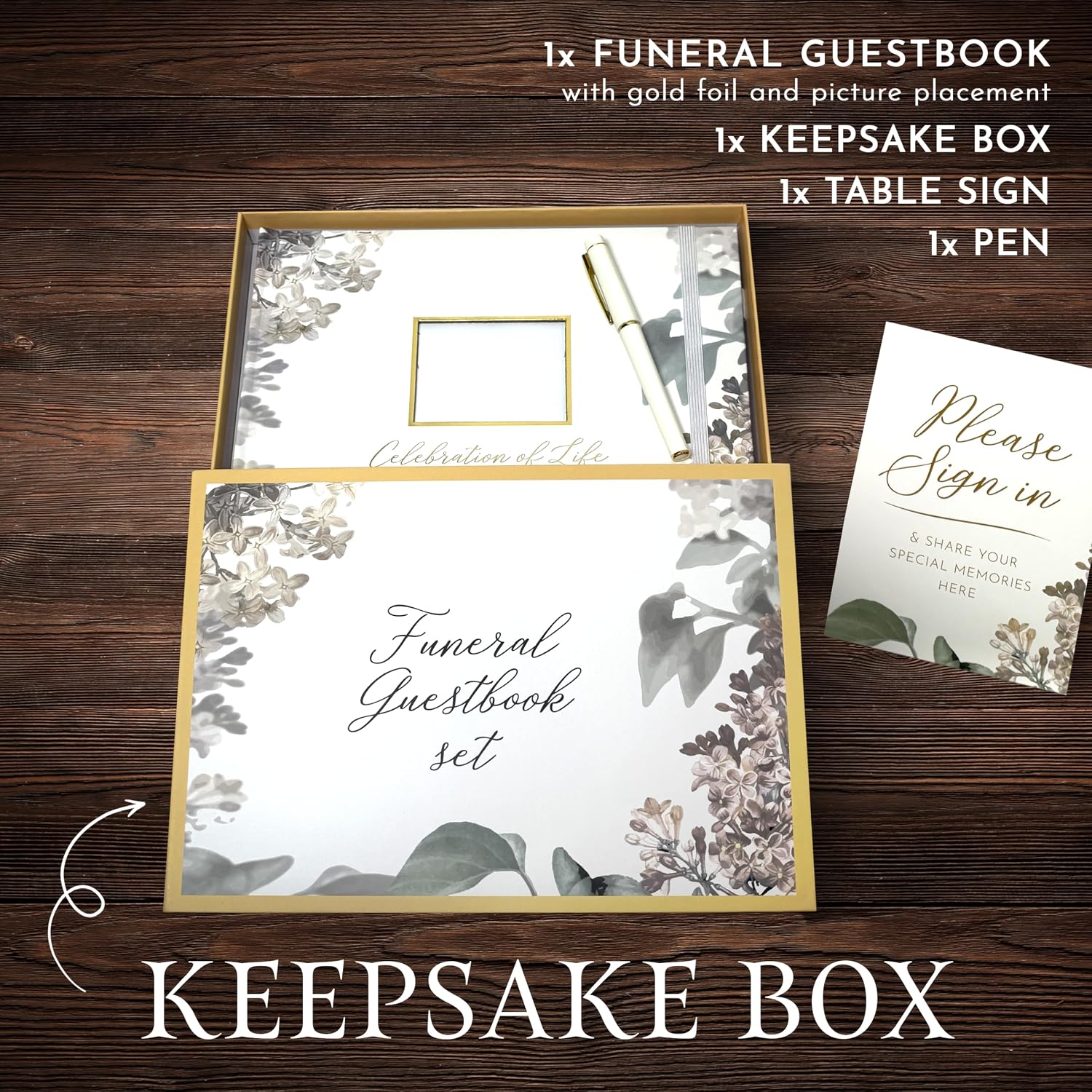 Elegant White Funeral Guest Book , 10 x 8 Inches 120 Pages Guest Book for Funeral , 360 Entries Guest book for