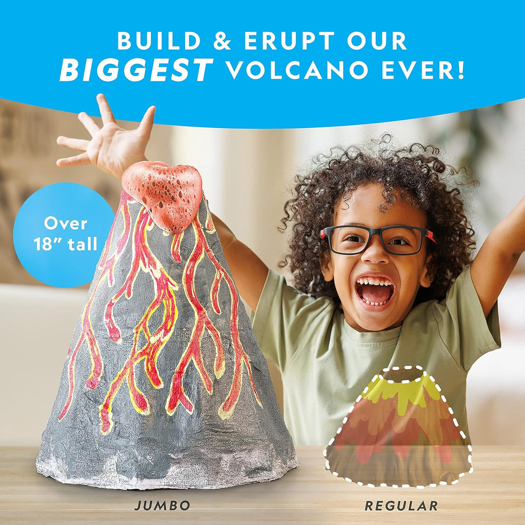 National Geographic Jumbo Volcano Science Kit for Kids Ages 8-12 | 18-Inch Giant Volcano, Multiple Eruptions, Science