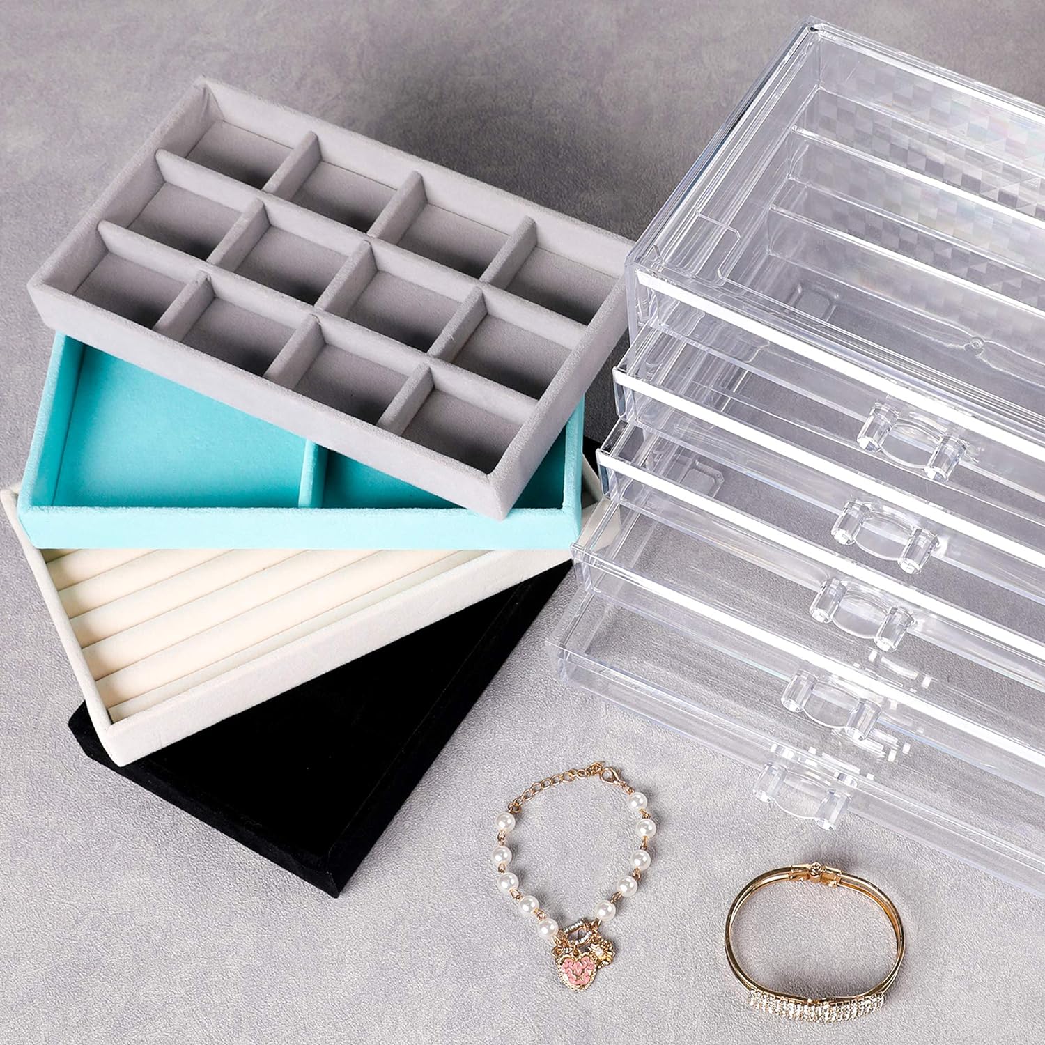 Acrylic Jewelry Box,5-Layer Jewelry Organizer with Drawers | Jewelry Storage for Rings Earrings
