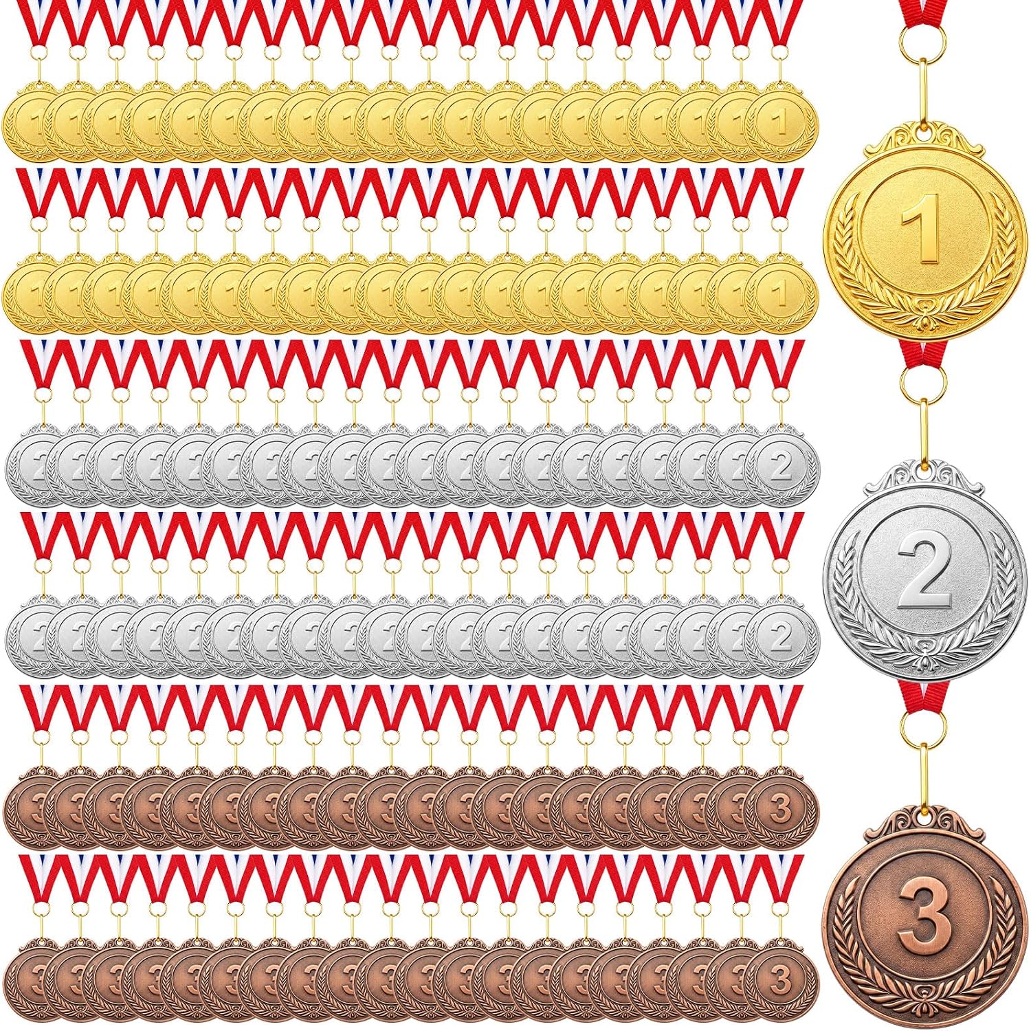Gold 1st 2nd 3rd Silver Bronze Award Medals | Winner Award Medals Prizes with Neck Ribbon, 1st 2nd 3rd Prizes for