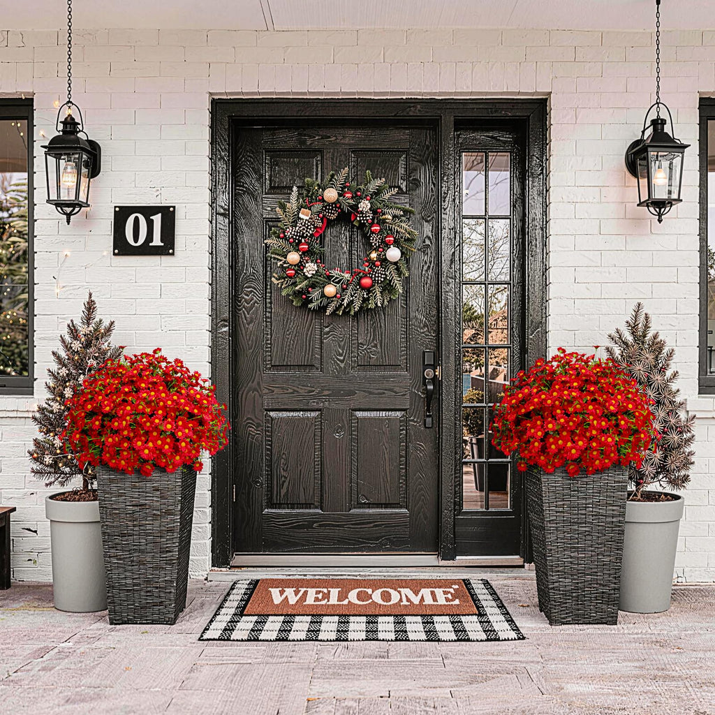 8 Bundles Artificial Christmas Flowers for Outdoors