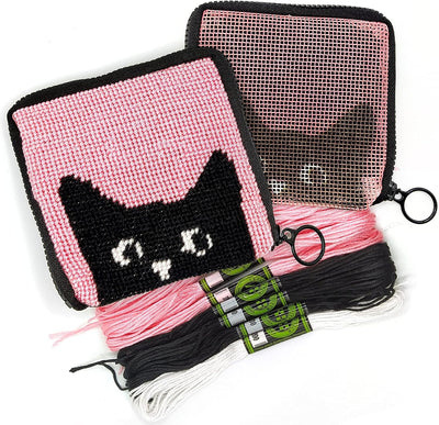 Needlepoint Kit for Kids Ages 6-12 - Cat Wallet Cross Stitch Craft