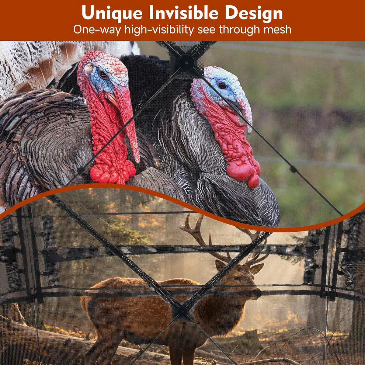 Hunting Blind with Carrying Bag, 270 Degree See Through Ground Blind, Pop Up Hunting Blind Portable Concealed
