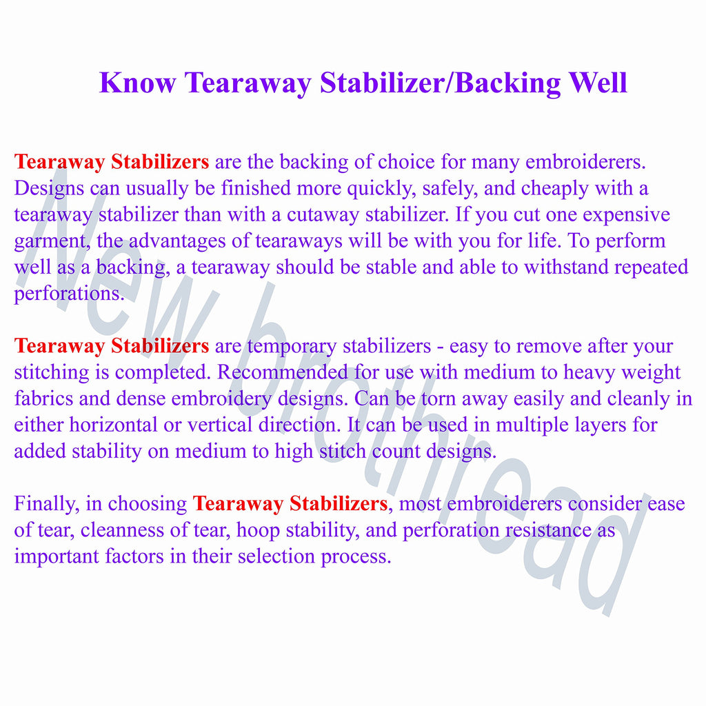 Tear Away Embroidery Stabilizer 12" x 50 Yd Roll