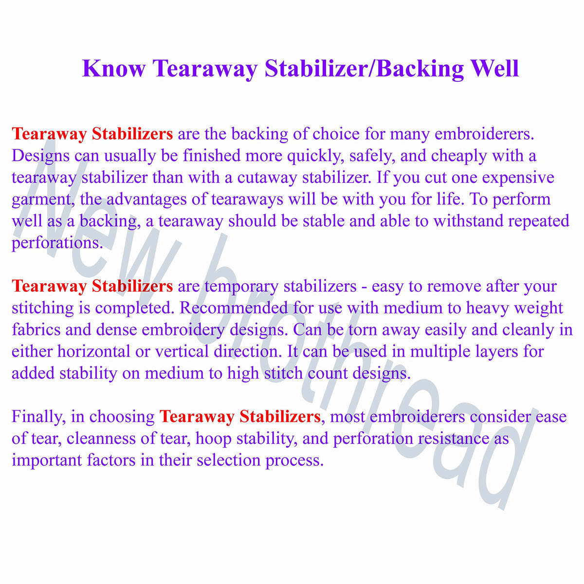 Tear Away Embroidery Stabilizer 12" x 50 Yd Roll