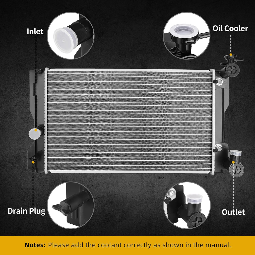 DWVO Complete Radiator Compatible with 2009-2019 Toyota Corolla