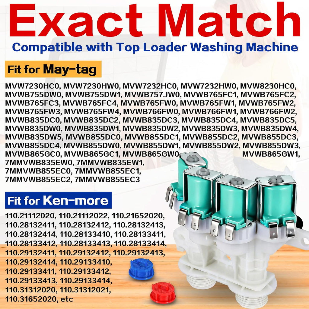 WTW7500GC2 WTW7500GC0 Washer Water Inlet Valve Fit for Whirl-pool WTW Model