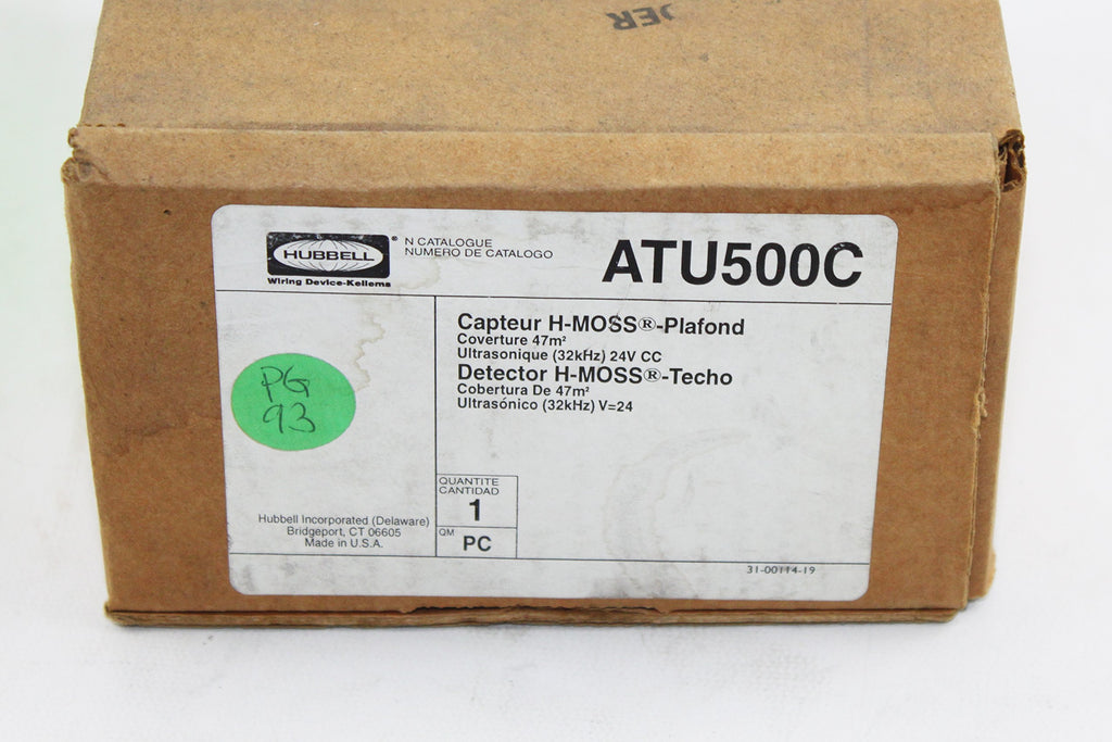 Hubbell ATU500C Ceiling Sensor, Adaptive Technology, Ultrasonic, White, 500sqft Max Sensing Range