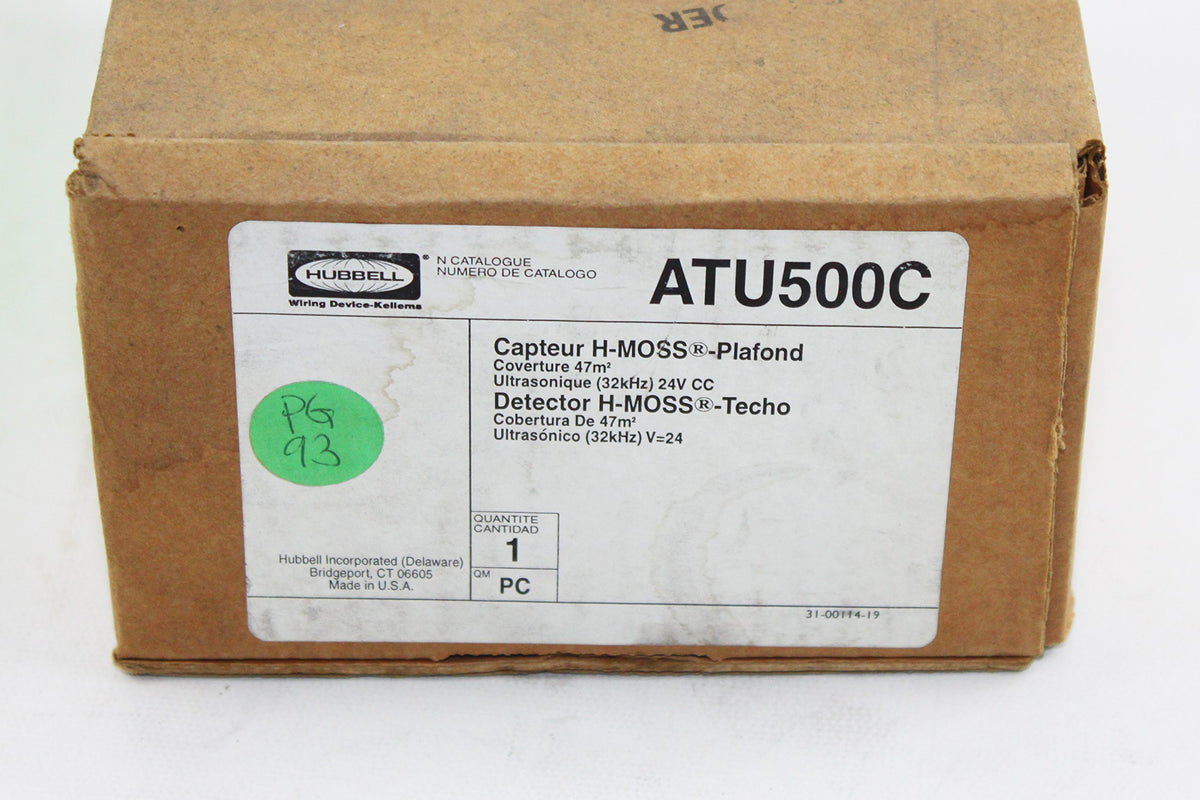 Hubbell ATU500C Ceiling Sensor, Adaptive Technology, Ultrasonic, White, 500sqft Max Sensing Range
