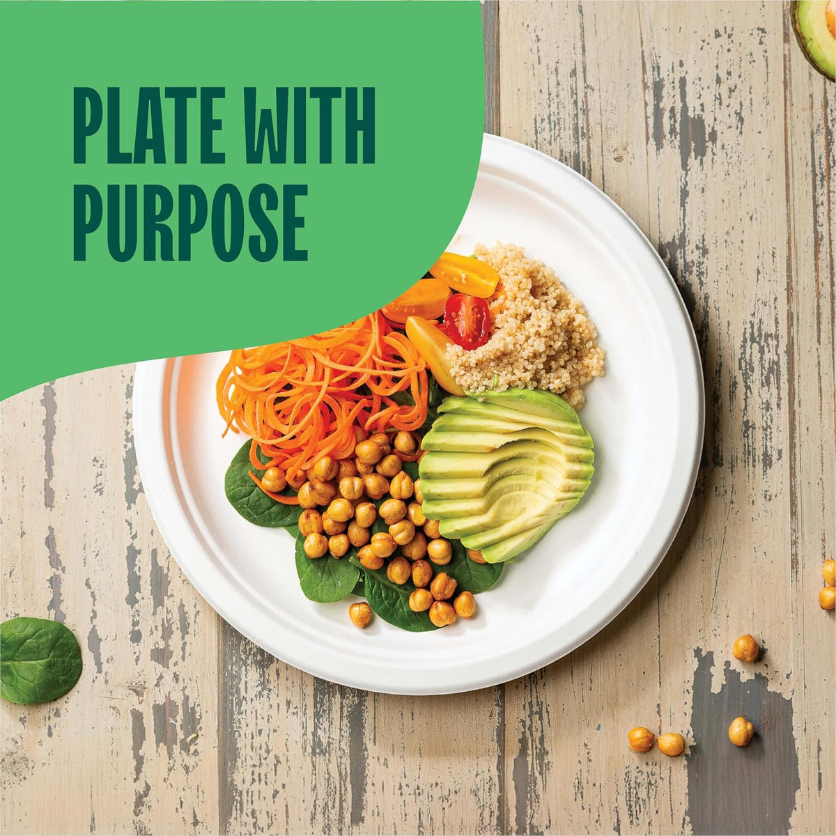 100% Compostable Disposable Paper Plates [125-Pack] - (PFAS-Free) - [10 Inch] Heavy Duty, Eco-Friendly, Biodegradable
