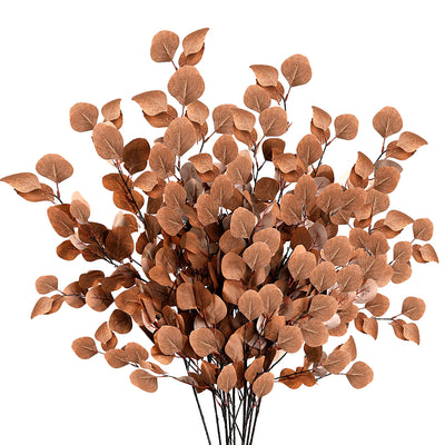 6 Pcs Fall Artificial Eucalyptus Stems Long Silver Dollar Leaves Fake Silk Eucalyptus Leaf Branches for Indoor Home