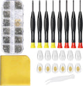 Eyeglass Repair Kit with Glasses Screws - Contains Precision Screwdriver kit and Nose Pads, Cleaning Cloth, Tweezers