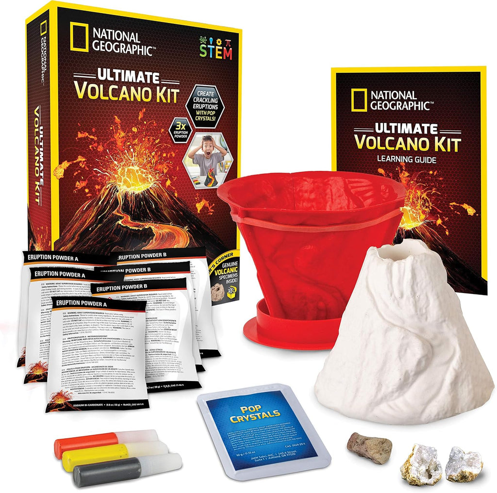 National Geographic Ultimate Volcano Science Kit for Kids Ages 8-12 | 3X More Eruptions, Pop Crystals with Exciting
