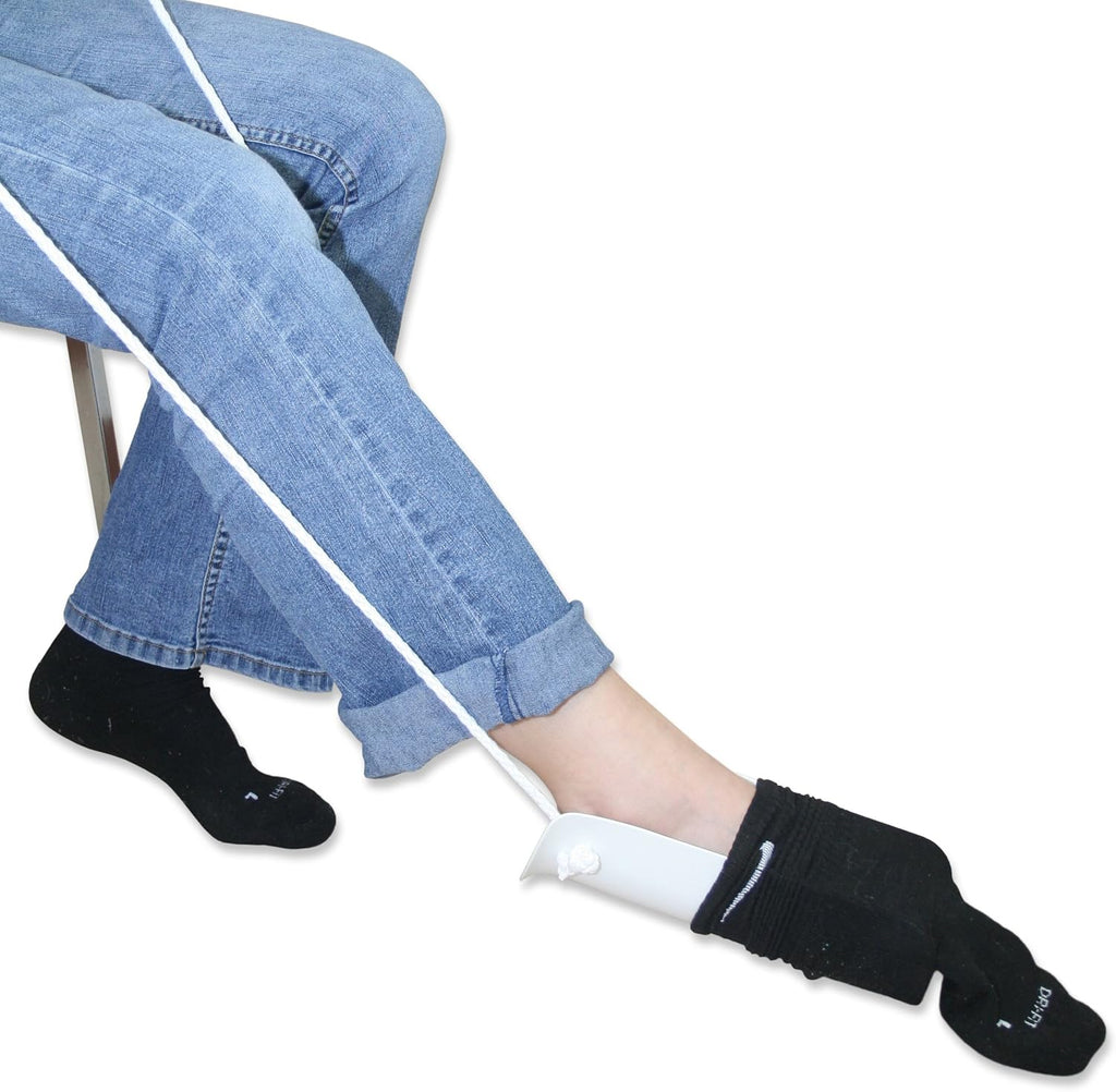 Deluxe Sock Aid – Sock Helper with Foam Handles – Dressing Aid for Seniors, Disabled, or Limited Mobility – 9.5"L x