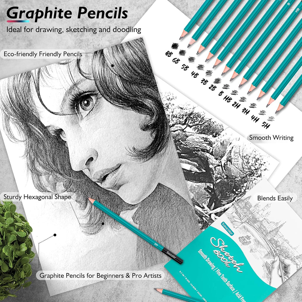 73 Pack Art Supplies Sketching Kit for Adults Artist Gifts, School Supplies, Drawing Sketching Pencils with