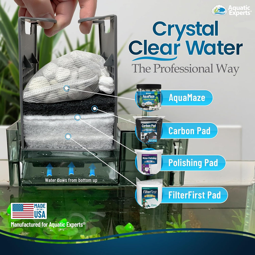 Aquarium Carbon Pad – Cut‑to‑Fit Carbon Infused Filter Pad Media for Crystal Clear Fish Tanks and Ponds, 3/8"–1/2"