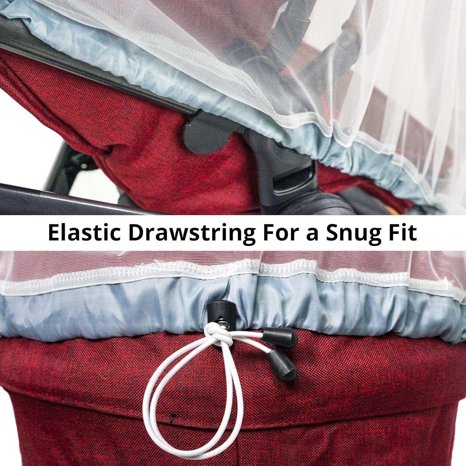 Baby Mosquito Net for Stroller, Carrier & Bassinet – Elastic Drawstring for Snug Fit Netting - Infant Bug Net for