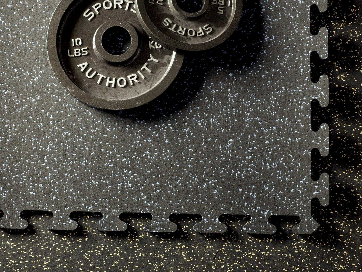 Fit-Lock 3/8 Inch Heavy Duty Rubber Flooring - Interlocking Rubber Tile (24" x 24" tile) Solid Black - 6 Center Tiles