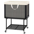 Rolling Laundry Hamper with Lockable Wheels, 29-Gallon (110L) Laundry Cart with Removable Canvas Bag, 2-Tier Clothes