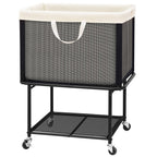 Rolling Laundry Hamper with Lockable Wheels, 29-Gallon (110L) Laundry Cart with Removable Canvas Bag, 2-Tier Clothes