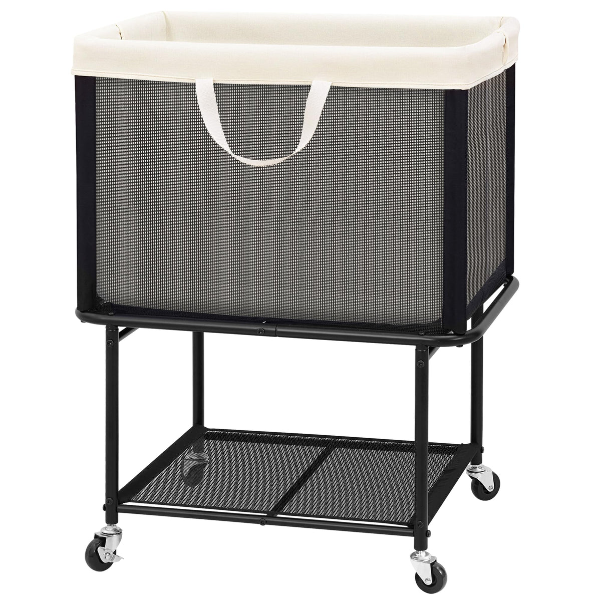 Rolling Laundry Hamper with Lockable Wheels, 29-Gallon (110L) Laundry Cart with Removable Canvas Bag, 2-Tier Clothes