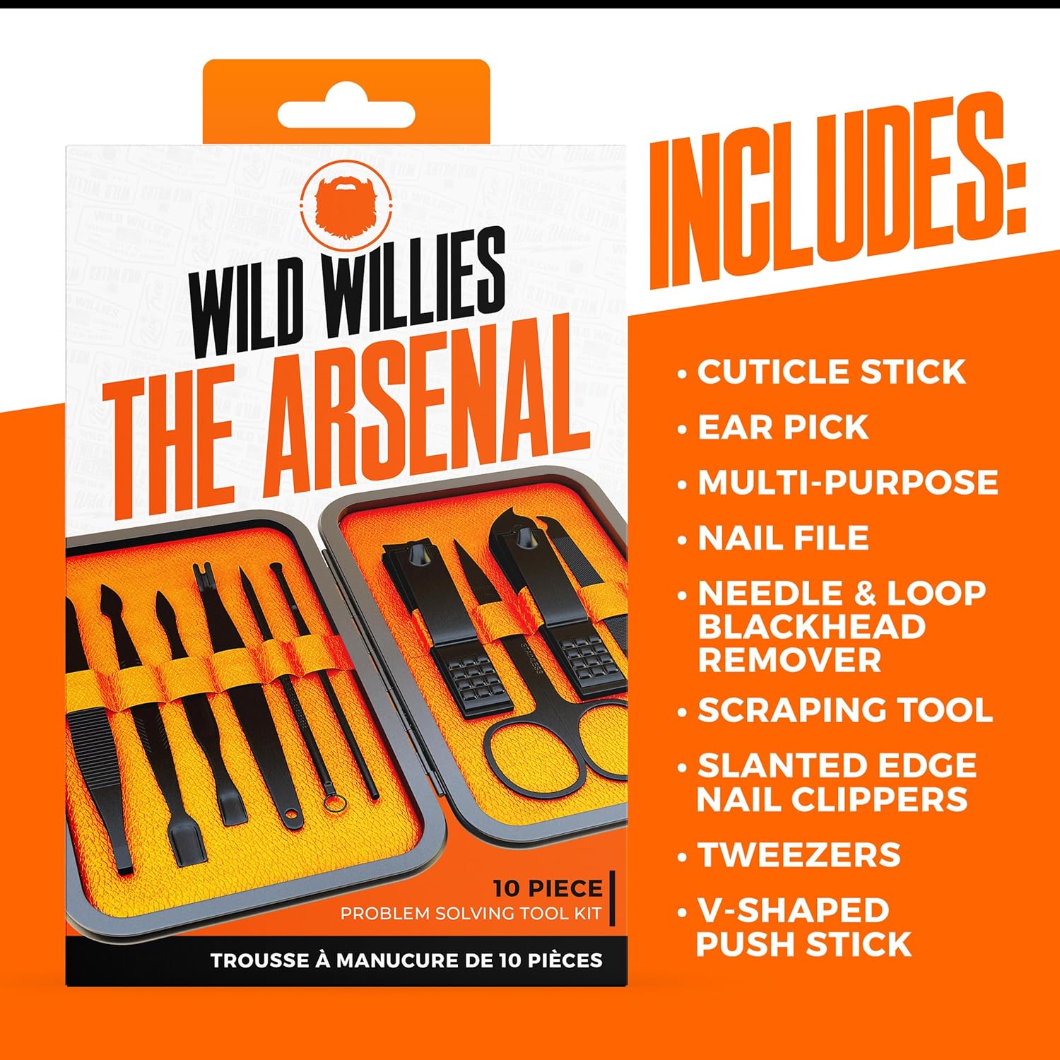 10-Piece Pedicure & Manicure Kit for Men & Women - Includes Nail Clippers, Scissors, Tweezers, Files - Compact Travel