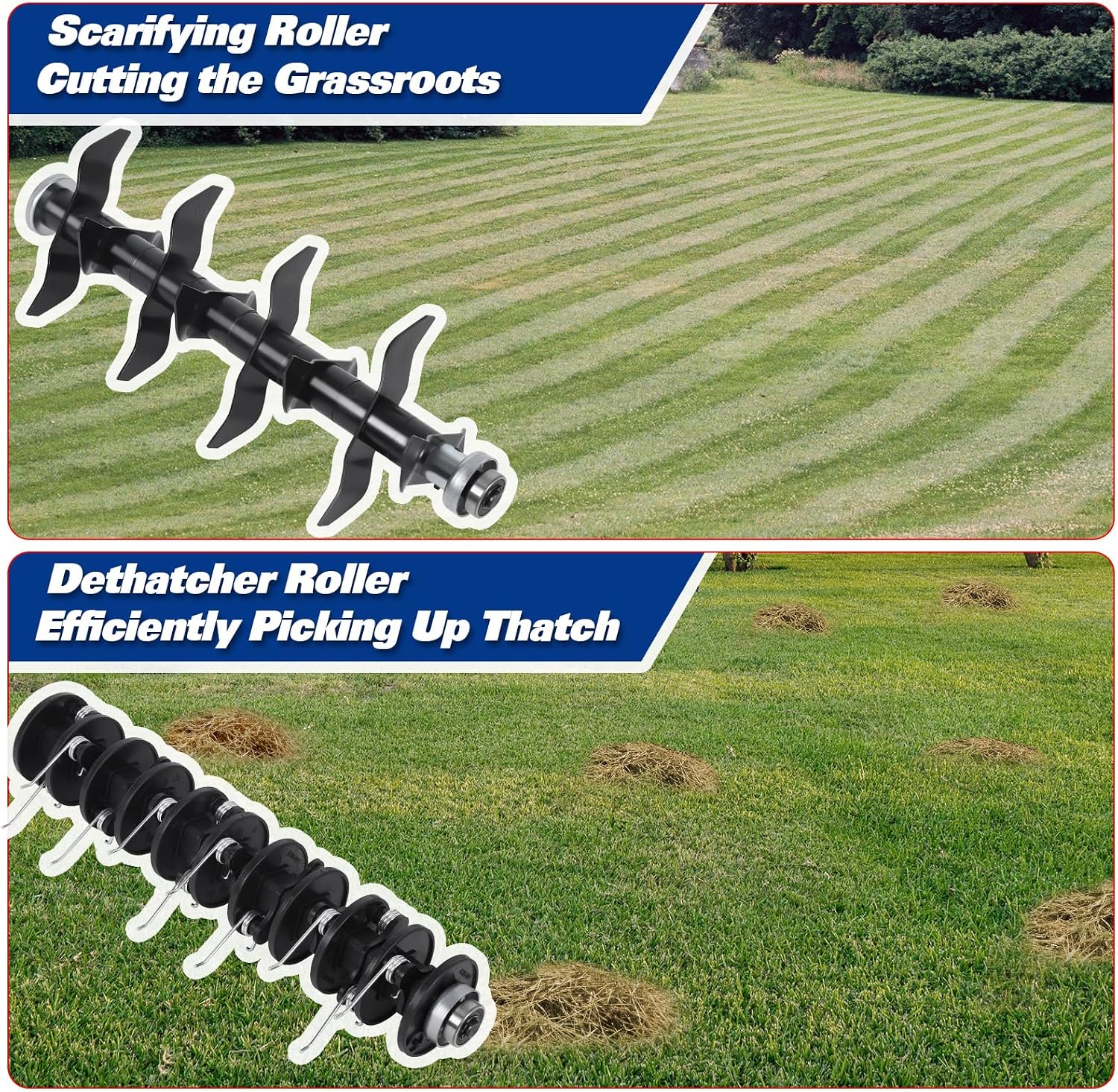 16 Inch Dethatcher Scarifier Electric Powered, 15 Amp Copper Motor, 5-Position Depth Adjustment, 14.5 gal Thatch Bag