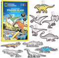 National Geographic Dinosaur Stained Glass Suncatcher Craft Kit for Kids | Glow-in-the-Dark Dinosaur Toy, Window Art