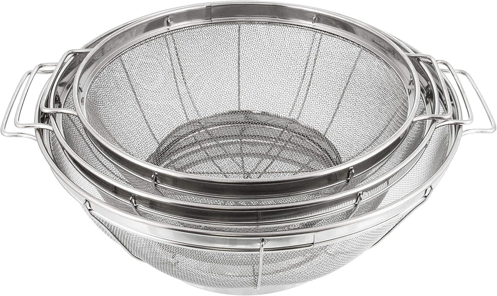 U.S. Kitchen Supply Set of 3 Stainless Steel Colander Strainers Net Baskets