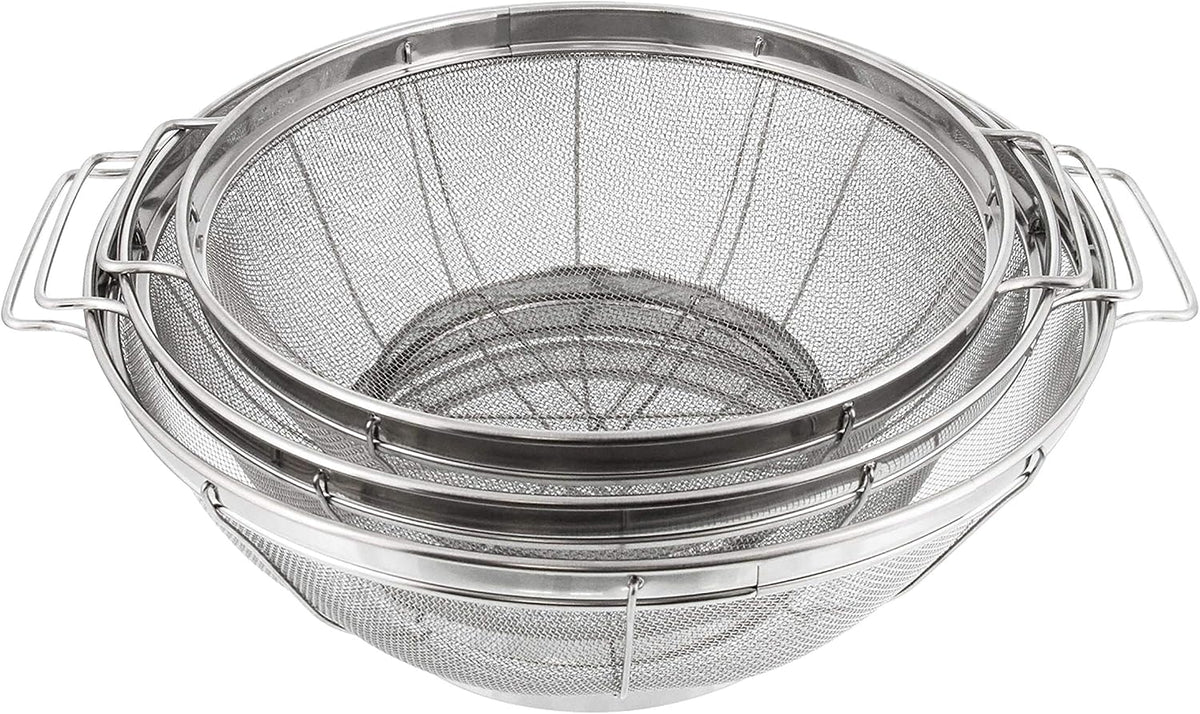 U.S. Kitchen Supply Set of 3 Stainless Steel Colander Strainers Net Baskets