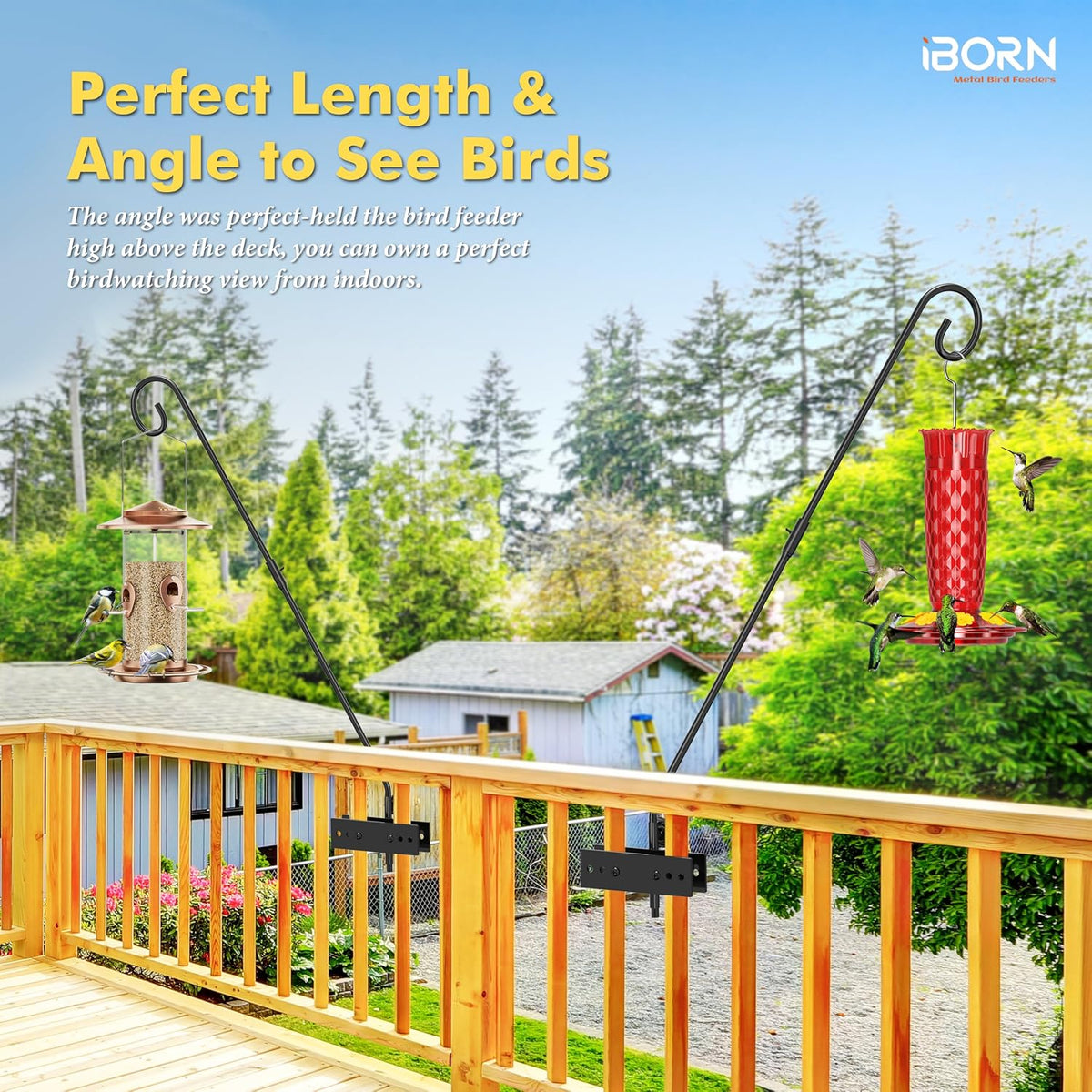 Fence Deck Hook Rail Heavy Duty Hummingbird Feeder Hanger 28 Inch Railing Hanging Hook for Bird Feeder, Suet Baskets