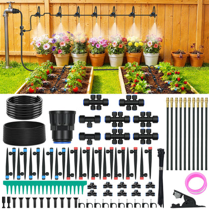 230FT Drip Irrigation Kit with 34 Emitters, 3 Spray Types, Watering System