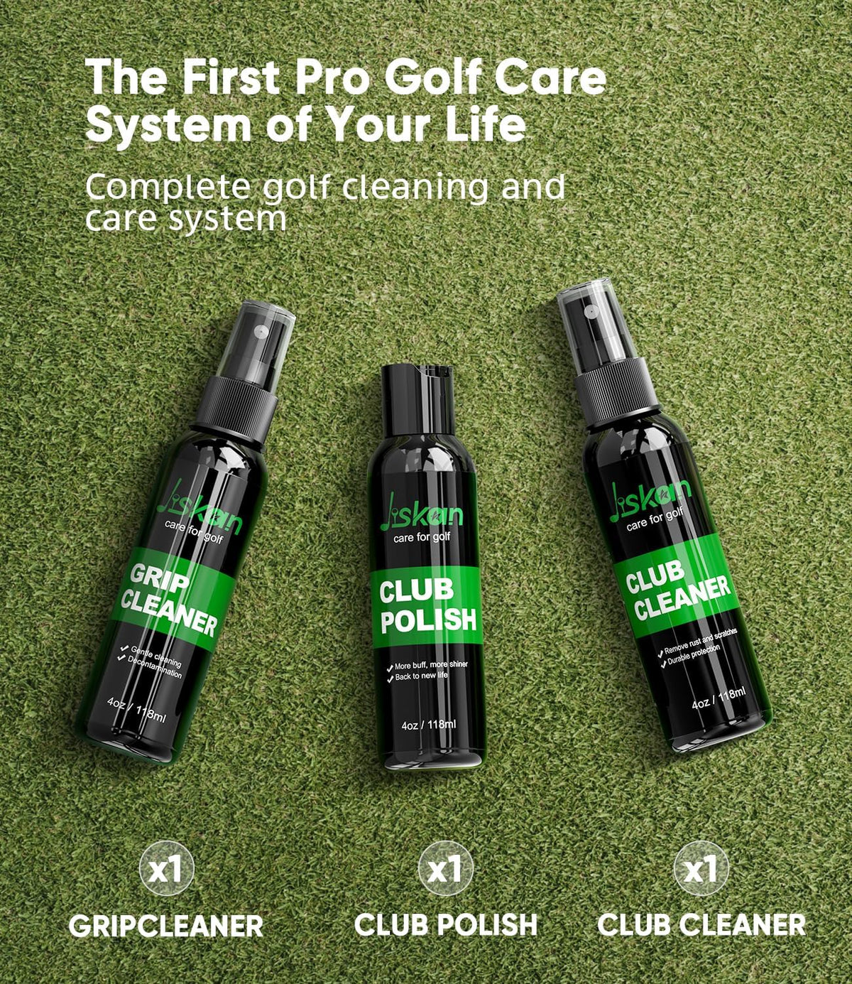 Pro Golf Cleaning Kit with Golf Club Cleaner Brush, Grip Cleaner, Club Polish, Towel, Club Groove Sharpener Tool and