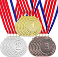 Award Medals 1st 2nd 3rd (Gold, Silver, Bronze) Metal Style Winner with Neck Ribbon, 2 Inches
