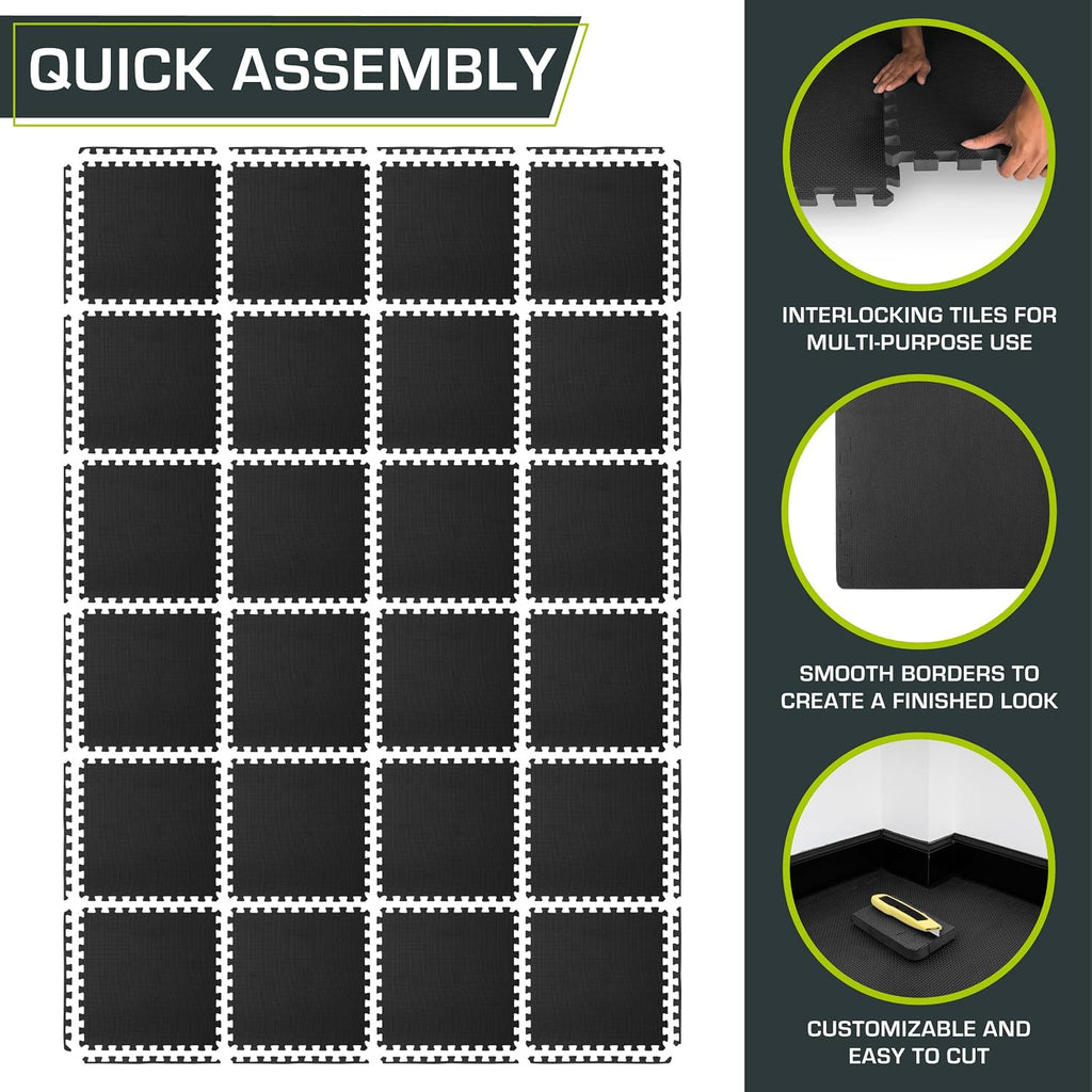 Fit Weaved Pattern Extra Thick Exercise Puzzle Mat ¾-inch, EVA Foam Interlocking Tiles for Protective, Cushioned