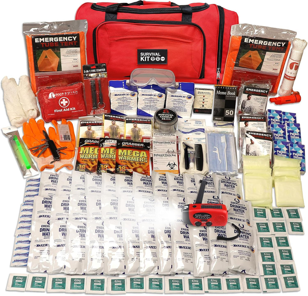 3 Person 72Hr Elite Wheel Bag Emergency Kit - Food, Water, First Aid, Tools | Rolling Wheel Bag, 107Pc First Aid Kit