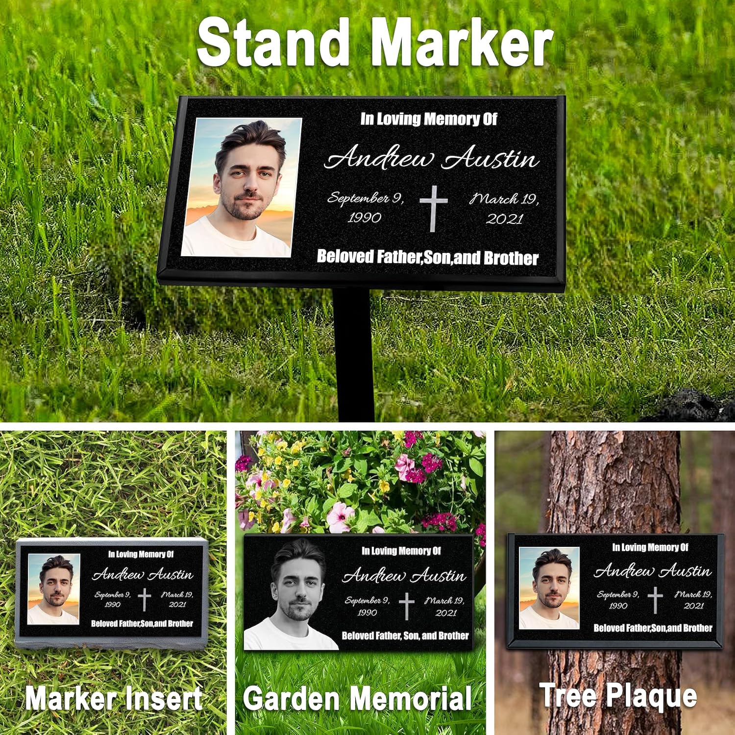 Memorial Plaques for Outdoors Personalized Tiny Headstone Small Grave Stone, Little Tombstones, Memory Plaques for