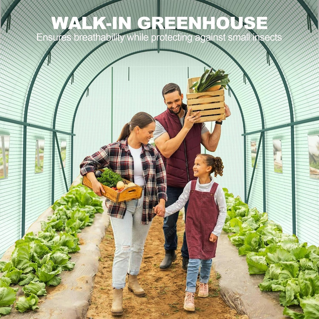 10x7x7 FT Walk-in Greenhouse for Outdoors for Winter Plant Protection,6-Ventilated Screen Window Portable Greenhouse